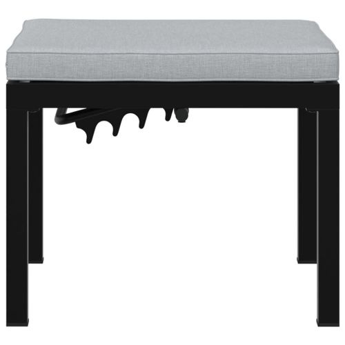 Tabouret de jardin avec coussin noir acier enduit de poudre - Photo n°3; ?>