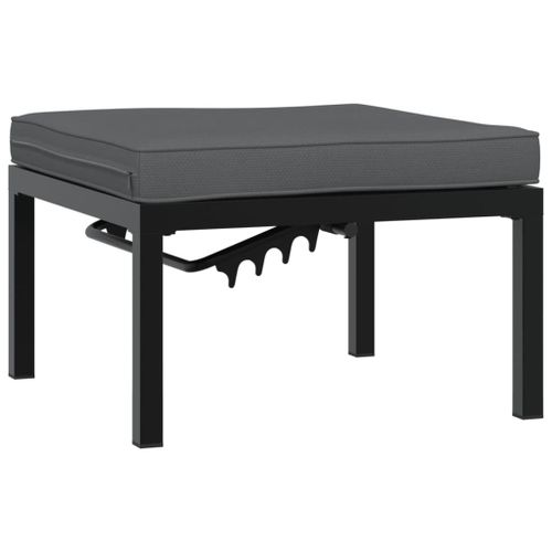 Tabouret de jardin avec coussin noir aluminium - Photo n°2; ?>