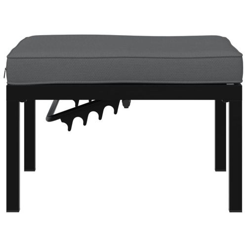 Tabouret de jardin avec coussin noir aluminium - Photo n°3; ?>