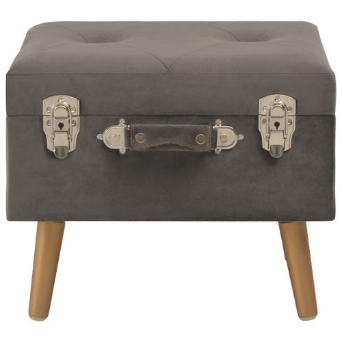 Tabouret de rangement 40 cm Gris Velours - Photo n°3; ?>