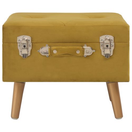 Tabouret de rangement 40 cm Jaune moutarde Velours - Photo n°3; ?>