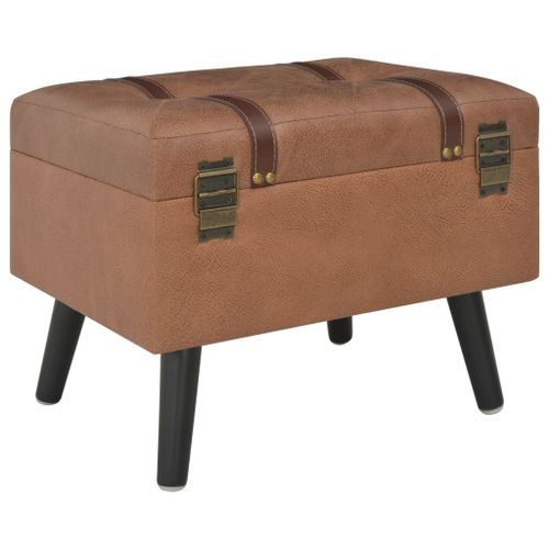 Tabouret de rangement 40 cm Marron Similicuir - Photo n°2; ?>