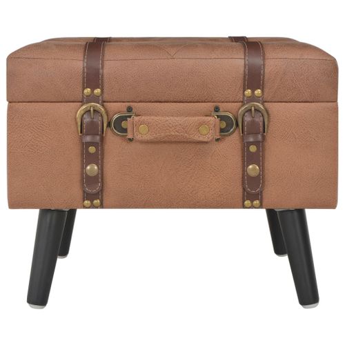 Tabouret de rangement 40 cm Marron Similicuir - Photo n°3; ?>