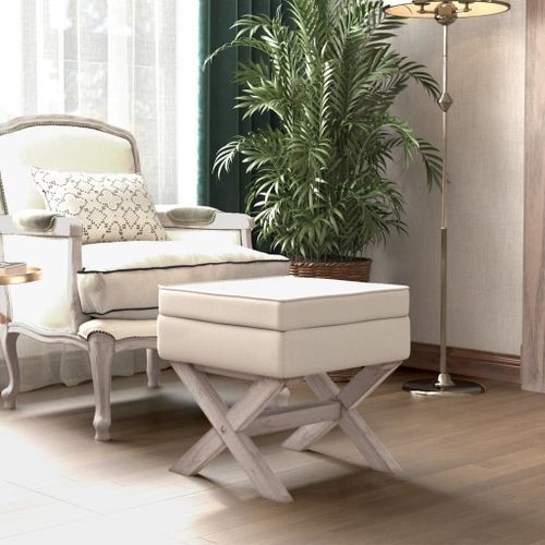 Tabouret de rangement Beige 45x45x49 cm Lin - Photo n°2; ?>