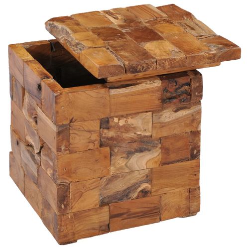 Tabouret de rangement Bois de teck massif - Photo n°2; ?>