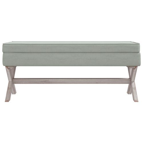 Tabouret de rangement Gris clair 110x45x49 cm Velours - Photo n°3; ?>