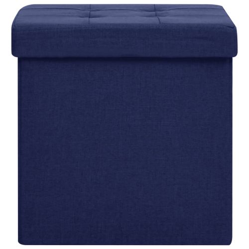 Tabouret de rangement pliable Bleu Faux lin - Photo n°3; ?>