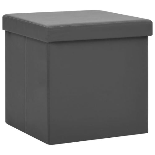 Tabouret de rangement pliable Gris PVC - Photo n°2; ?>