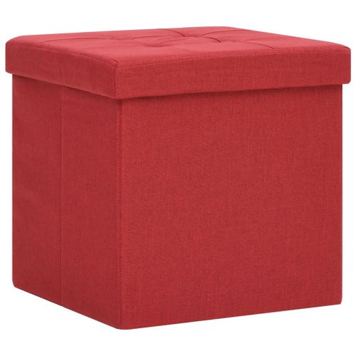 Tabouret de rangement pliable Rouge bordeaux Faux lin - Photo n°2; ?>