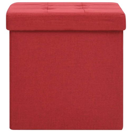 Tabouret de rangement pliable Rouge bordeaux Faux lin - Photo n°3; ?>