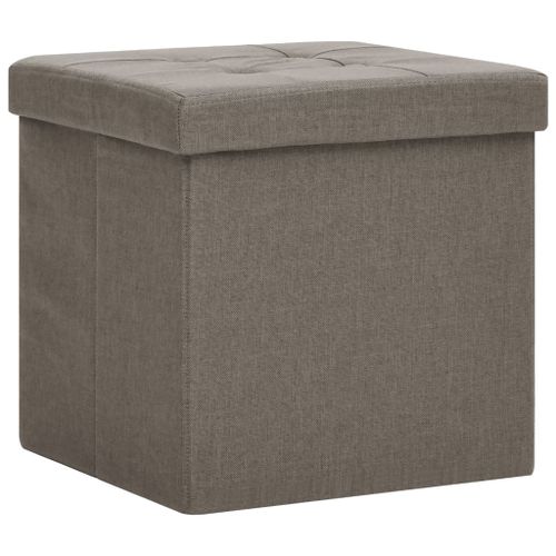 Tabouret de rangement pliable Taupe Faux lin - Photo n°2; ?>