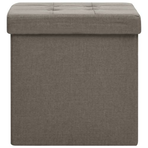 Tabouret de rangement pliable Taupe Faux lin - Photo n°3; ?>