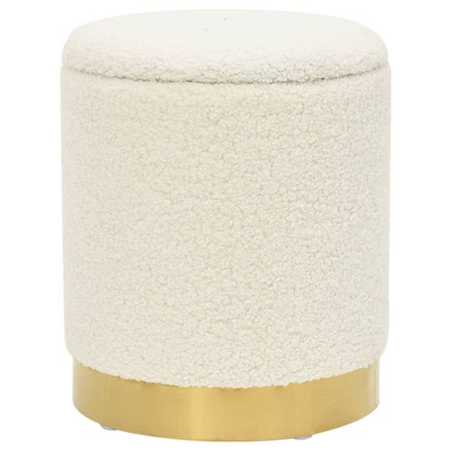 Tabouret de rangement rond Blanc Molleton - Photo n°2; ?>