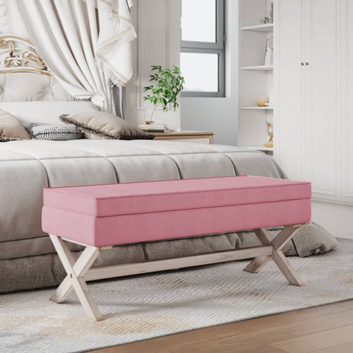 Tabouret de rangement Rose 110x45x49 cm Velours - Photo n°2; ?>