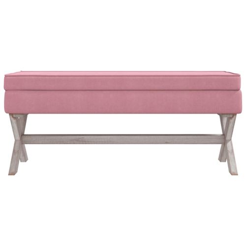 Tabouret de rangement Rose 110x45x49 cm Velours - Photo n°3; ?>