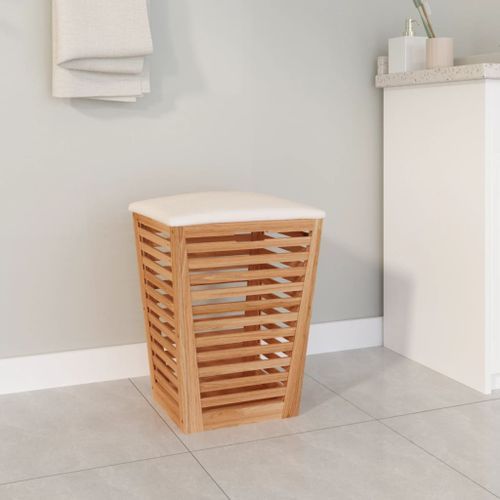 Tabouret de salle de bain 40,5x40,5x56 cm Bois massif de noyer - Photo n°2; ?>