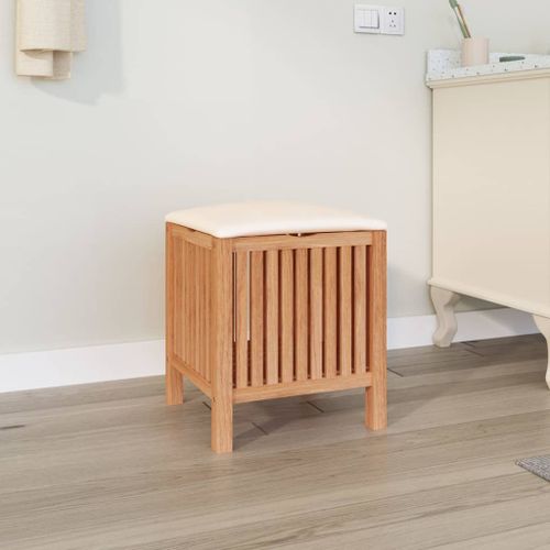 Tabouret de salle de bain 40,5x40x52 cm Bois massif de noyer - Photo n°2; ?>