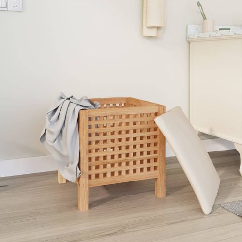 Tabouret de salle de bain 48x47,5x52 cm Bois massif de noyer - Photo n°3; ?>