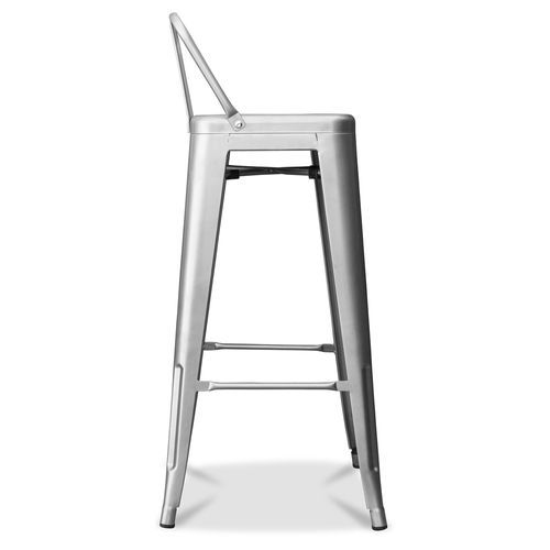 Tabouret haut industriel avec dossier acier brillant Kalax 76 cm - Haut de gamme - Photo n°3; ?>