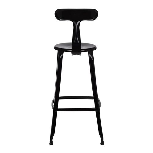 Tabouret industriel acier laqué noir Bistra - Photo n°2; ?>