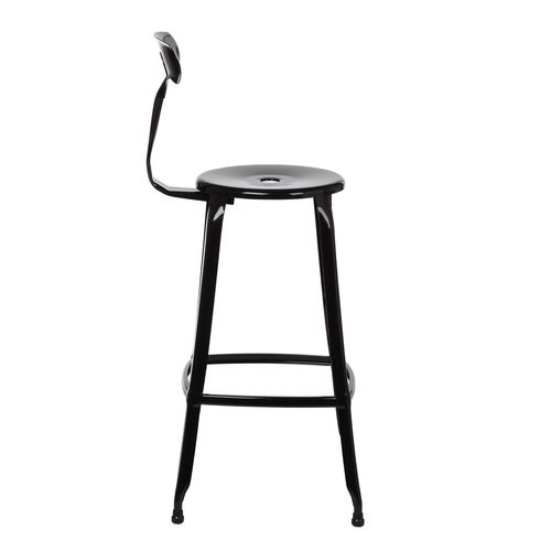 Tabouret industriel acier laqué noir Bistra - Photo n°3; ?>