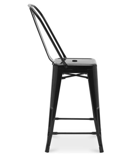 Tabouret industriel avec dossier haut acier brillant Kalax 60 cm - Haut de gamme - Photo n°2; ?>