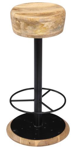 Tabouret manguier massif clair et métal noir Ive - Lot de 2 - Photo n°2; ?>