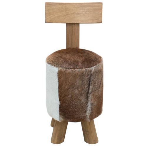 Tabouret Marron Bois de teck solide - Photo n°2; ?>