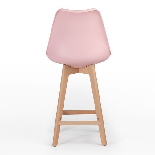 Tabouret nordique coussin simili cuir rose et pieds hêtre clair Tula 67 cm - Photo n°3; ?>