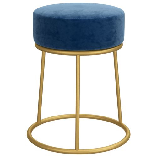 Tabouret rond Bleu Velours - Photo n°2; ?>