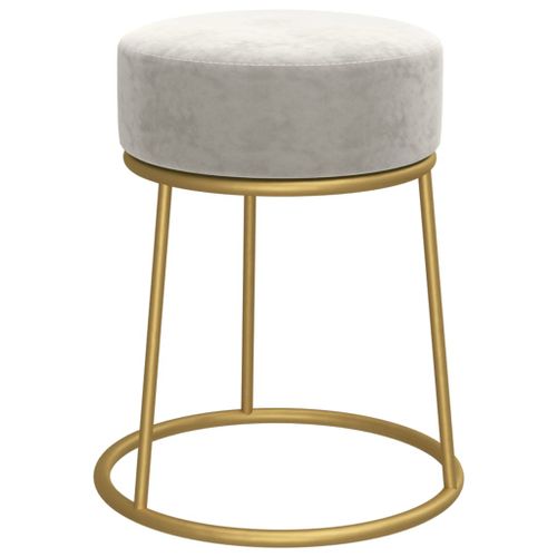 Tabouret rond Gris clair Velours - Photo n°2; ?>