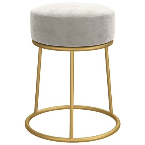 Tabouret rond Gris clair Velours - Photo n°3; ?>