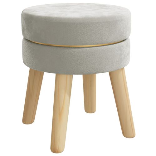 Tabouret rond Gris clair Velours - Photo n°2; ?>