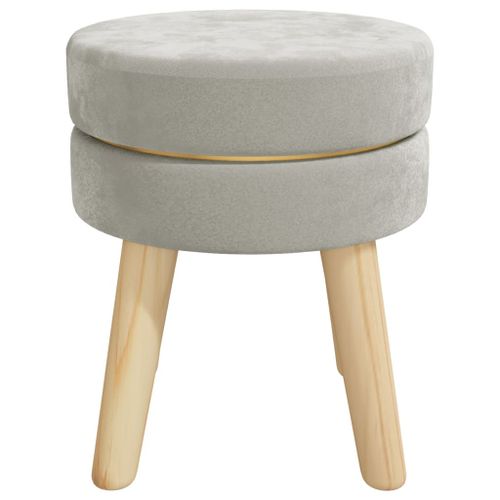 Tabouret rond Gris clair Velours - Photo n°3; ?>