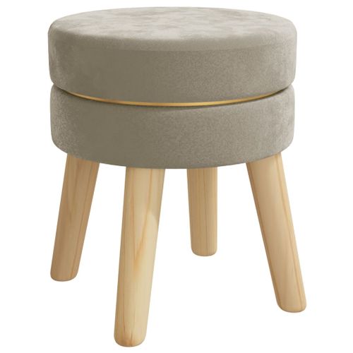 Tabouret rond Gris foncé Velours - Photo n°2; ?>