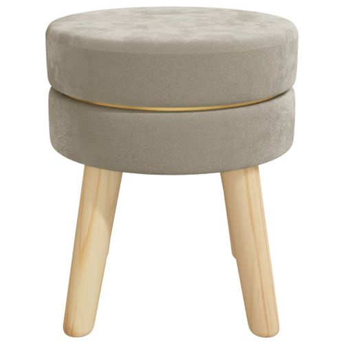 Tabouret rond Gris foncé Velours - Photo n°3; ?>