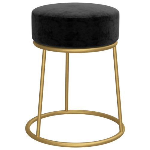 Tabouret rond Noir Velours - Photo n°2; ?>