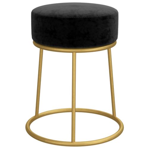 Tabouret rond Noir Velours - Photo n°3; ?>