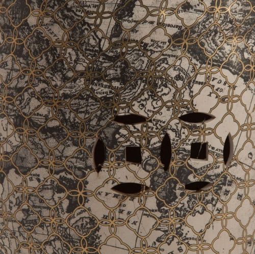 Tabouret rond oriental céramique beige à motif doré Ornella - Photo n°2; ?>