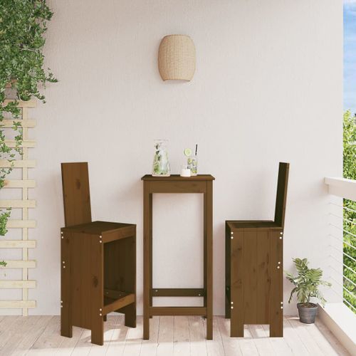 Tabourets 2 pcs marron miel 40x42x120 cm bois massif de pin - Photo n°2; ?>