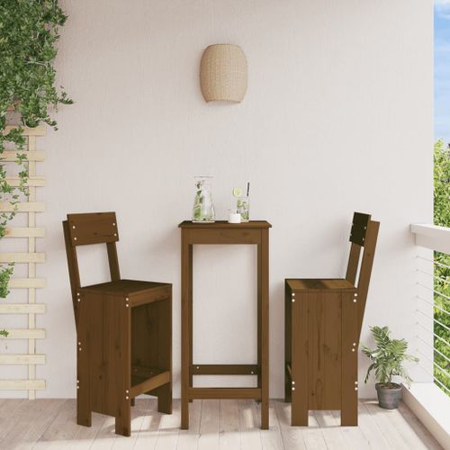 Tabourets 2 pcs marron miel 40x48,5x115,5 cm bois massif de pin - Photo n°2; ?>