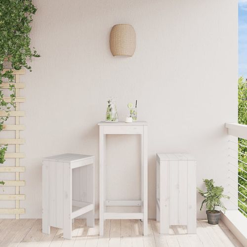 Tabourets de bar 2 pcs blanc 40x36x75 cm bois massif de pin - Photo n°2; ?>