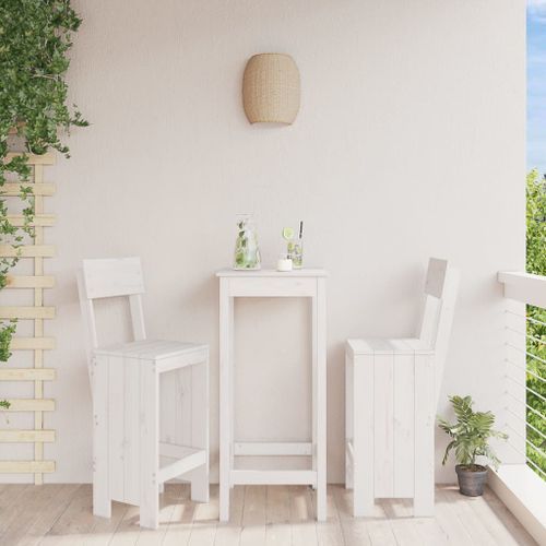 Tabourets de bar 2 pcs blanc 40x48,5x115,5cm bois massif de pin - Photo n°2; ?>