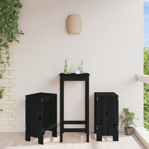 Tabourets de bar 2 pcs noir 40x36x75 cm bois massif de pin - Photo n°2; ?>