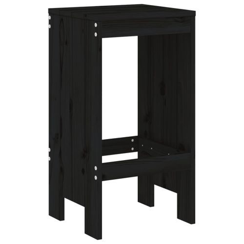 Tabourets de bar 2 pcs noir 40x36x75 cm bois massif de pin - Photo n°3; ?>