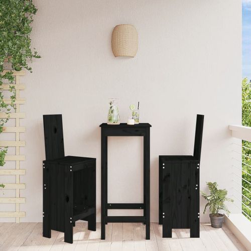 Tabourets de bar 2 pcs noir 40x42x120 cm bois massif de pin - Photo n°2; ?>