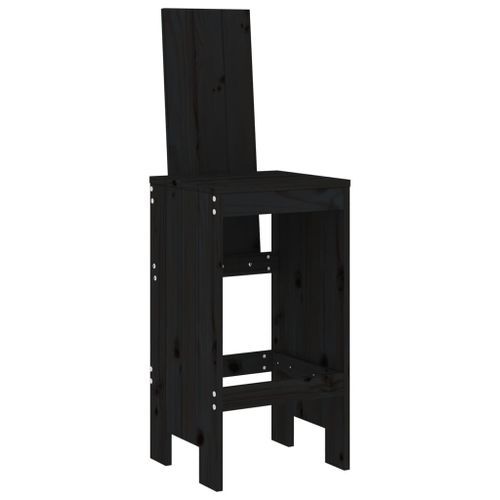 Tabourets de bar 2 pcs noir 40x42x120 cm bois massif de pin - Photo n°3; ?>