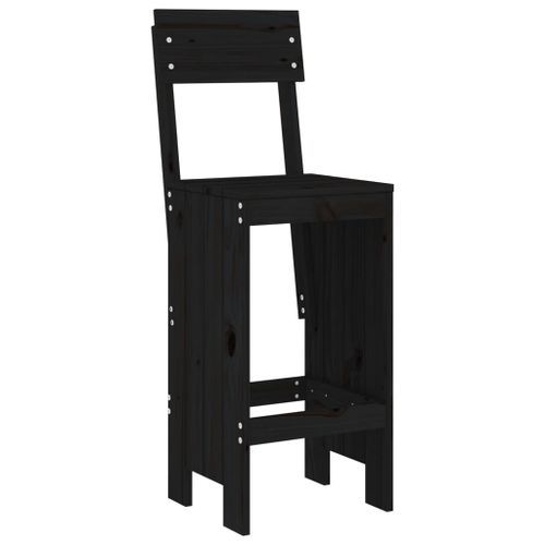 Tabourets de bar 2 pcs noir 40x48,5x115,5 cm bois massif de pin - Photo n°3; ?>