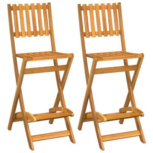 Tabourets de bar d'extérieur pliants 2 pcs Bois massif d'acacia - Photo n°2; ?>