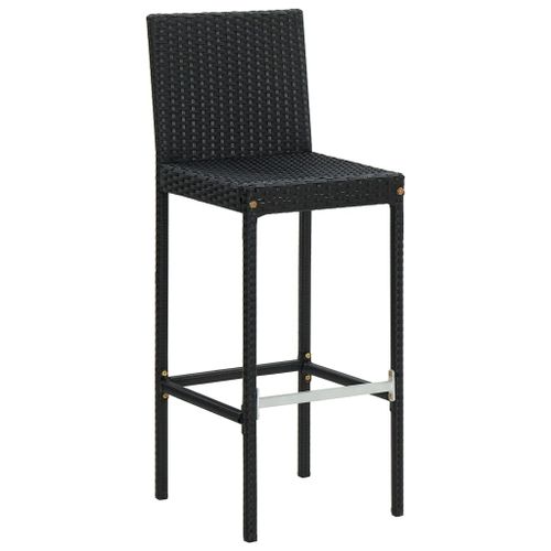 Tabourets de bar de jardin et coussins 4pcs Noir Résine tressée - Photo n°3; ?>